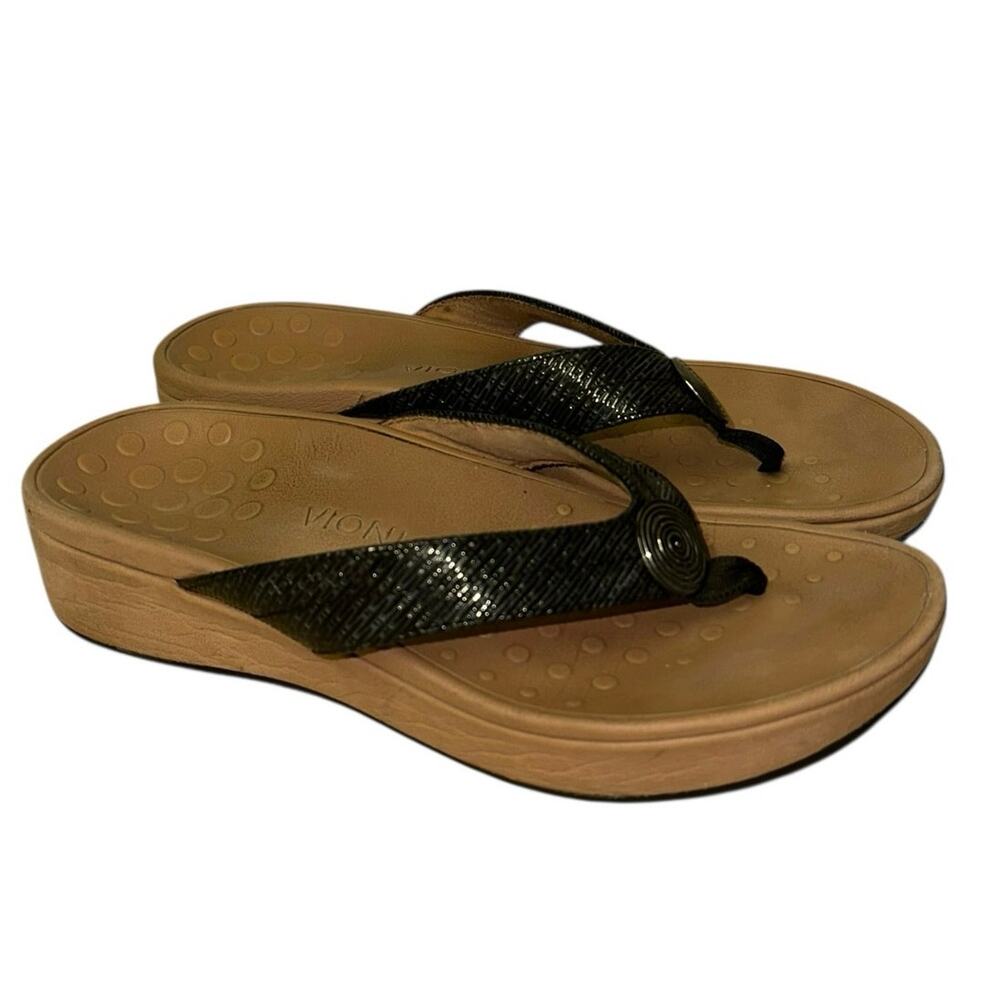 Vionic Pilar Black Toe Post Platform Sandals With… - image 1